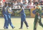 South African batsman Boeta Dippenaar leaves the field as the Sri Lankans celebrate taking his wicket for 77 runs in the fourth one day international played at Newlands, Cape Town 11 January 2001.