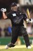 19 Jan 2002: Chris Cairns of New Zealand celebrates hitting the winning runs against South Africa as he top scored with 102 runs during the VB one day cricket series match between New Zealand and South Africa played at the Gabba in Brisbane, Australia.
