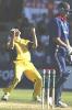HOBART - JANUARY 11: Shane Watson of Australia celebrates after the last ball of the game during the One Day International match between Australia and England at the Bellerive Oval in Hobart, Australia on January 11, 2003.