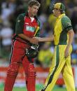 Its handshakes all around as Zimbabwe fall 13 runs short in the end, Australia v Zimbabwe, VB Series, 9th ODI, Adelaide, January 26, 2004
