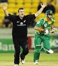Scott Styris of New Zealand appeals for LBW against Albie Morkel, New Zealand v South Africa, 3rd ODI, Westpac Stadium, Wellington, February 20, 2004 Scott Styris of New Zealand appeals for LBW against Albie Morkel, New Zealand v South Africa, 3rd ODI, Westpac Stadium, Wellington, February 20, 2004