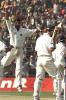 15 Mar 2001: Harbhajan Singh of India claims the wicket of Ricky Ponting of Australia, during day five of the 2nd Test between India and Australia played at Eden Gardens, Calcutta, India. India won by 171 runs.