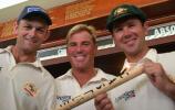 Newlands centurions Adam Gilchrist, Shane Warne and Ricky Ponting pictured in the WPCC Longroom