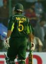 Moin Khan walking back after being dismissed, Pakistan v India, 1st ODI, Karachi, March 13, 2004