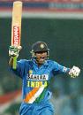 Mohammad Kaif celebrates after guiding India to victory, Pakistan v India, 4th ODI, Lahore, March 21, 2004