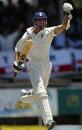 Vaughan celebrates his first Test century in the Caribbean