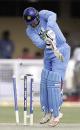 Bullseye! The dangerous Virender Sehwag was done in by a Naved-ul-Hasan special, India v Pakistan, 5th ODI, Kanpur, April 15, 2005