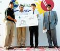 Inzamam receiving the Man of the Match award - day 3, 1st Test, New Zealand v Pakistan, Gaddafi Stadium Lahore, 3 May 2002