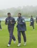 Zoysa and Arnold take morning practice under the mists of Lumley Castle