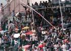 Part of the record crowd at Dhaka's Bangabandhu National Stadium during the India-Pakistan match. A superb Pakistani attack on India thrilled the cricket-crazy crowd at the four-nation Asia Cup limited-overs tournament in Dhaka. Asia Cup, 1999/00, 5th Match, India v Pakistan, Bangabandhu National Stadium, Dhaka, 3 June 2000.