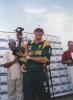 Pollock holding the trophy, 7th ODI West Indies v South Africa, at Arnos Vale Ground, Kingstown, St Vincent, 16 May 2001