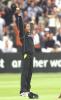 Shahid Afridi celebrates Trescothick's catch, 4th ODI at Lords, 12 June 2001.