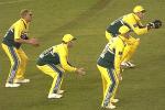 MELBOURNE - JUNE 12: The Australian slips cordon wait for a wicket during game one of the Tower Super Challenge 2 One Day International,held at the Colonial Stadium, Melbourne, Australia on the 12th June 2002.