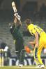 MELBOURNE -JUNE 15: Younis Khan of Pakistan hits out off the bowling of Glenn McGrath of Australia during game 2 of the Tower Super Challenge 2 One Day International cricket match between Australia and Pakistan played at Colonial Stadium in Melbourne, Australia on June 15th, 2002.