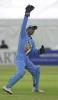 Wicket keeper Ratre doing his best to reach a wayward return, Leicestershire v Indians 26th June 2002