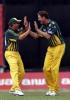 23 Aug 1999: Tom Moody (right) of Australia is congratulated by Shane Warne, after taking the wicket Sachin Tendulkar of India, during the one day international between India and Australia played at Galle International Stadium, Galle, Sri Lanka.