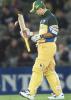 Australian batsman Ricky Ponting inspects his broken bat after attempting to smash a delivery from a South African bowler in an exciting climax to their one day cricket match being played under a closed roof at the Colonial Stadium in Melbourne. Being played in the middle of winter in Melbourne, Australia tied with South Africa's 226-8 but leads the three match series 1-0. South Africa in Australia, 2000/01, 2nd One-Day International, Australia v South Africa, Colonial Stadium, Melbourne, 18 August 2000.