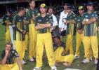 31 August 1999: A dejected Australian team after the one day Final at Premadasa Stadium, Colombo, Sri Lanka. Sri Lanka won by eight wickets.