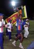 31 August 1999: Pramodya Wickremakinghe of Sri Lanka holds the AIWA cup aloft, as the Sri Lankan team run a lap of honour after the one day Final at Premadasa Stadium, Colombo, Sri Lanka. Sri Lanka won by eight wickets.