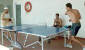Tendulkar and Yuvraj Singh showing some ping pong skills. Coca-Cola Champions Trophy 2000/01, 1st Match, India v Sri Lanka, Sharjah C.A. Stadium, 20 October 2000