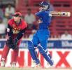 Jayasuriya pulls Paul Strang. Coca-Cola Champions Trophy 2000/01, 2nd Match, Sri Lanka v Zimbabwe Sharjah C.A. Stadium, 21 October 2000
