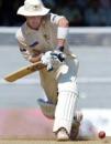 Michael Clarke uses his nimble feet to the spinners, Australians v Mumbai, Mumbai, October 2, 2004