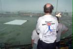 An England supporter looks out over the flooded Gabba  The Ashes, 1998/99, 1st Test Australia v England Brisbane Cricket Ground, Woolloongabba, Brisbane 24 November 1998