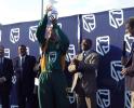 Shaun Pollock with the Standard Bank Trophy at Newlands, 6th ODI v New Zealand