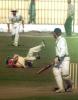 Thorpe drops a difficult catch as Sajid Shah edges one towards slips, Governor's XI v England XI at Peshawar, 8-11 Nov 2000