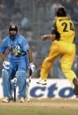 Brad Williams celebrates VVS Laxman's dismissal, India v Australia, TVS Cup final, Kolkata, November 18, 2003