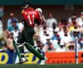 The bail just dribbles off as McGrath bowls Klusener for 3 ... Australia v South Africa, 1st ODI at the SCG, Thursday November 4th 1997