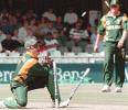 Boucher shatters the stumps to run a Sri Lankan batsman out, Sri Lanka in South Africa, 2000/01, 2nd One-Day International, South Africa v Sri Lanka, Buffalo Park, East London, 17 December 2000.