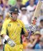 Australia's Darren Lehmann acknowledges the crowd in Perth after scoring a century against Sri Lanka in the fifth match of the VB Series, 22 Dec 2002