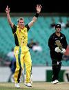 Brett Lee appeals successfully for a catch behind off Nathan Astle, Australia v New Zealand, 2nd ODI, Sydney, December 8, 2004
