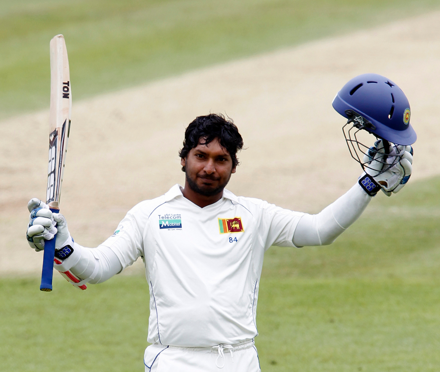 Kumar Sangakkara acknowledges applause after reaching his first Test hundred in England | Photo | England v Sri Lanka 2011 | ESPNcricinfo.com