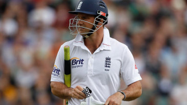 Andrew Strauss walks off after being dismissed for a duck
