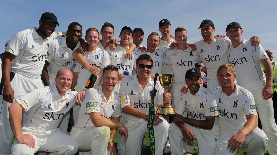 Warwickshire pose with the County Championship trophy Warwickshire pose with the County Championship trophy