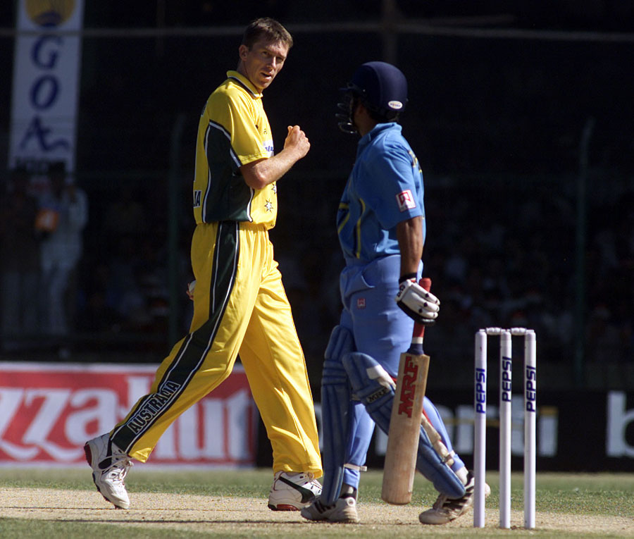 Glenn McGrath and Sachin Tendulkar exchange words | Photo | Global ...