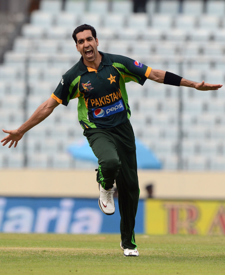 Umar Gul Exults After Dismissing Virat Kohli Photo Asia Cup Espncricinfo Com