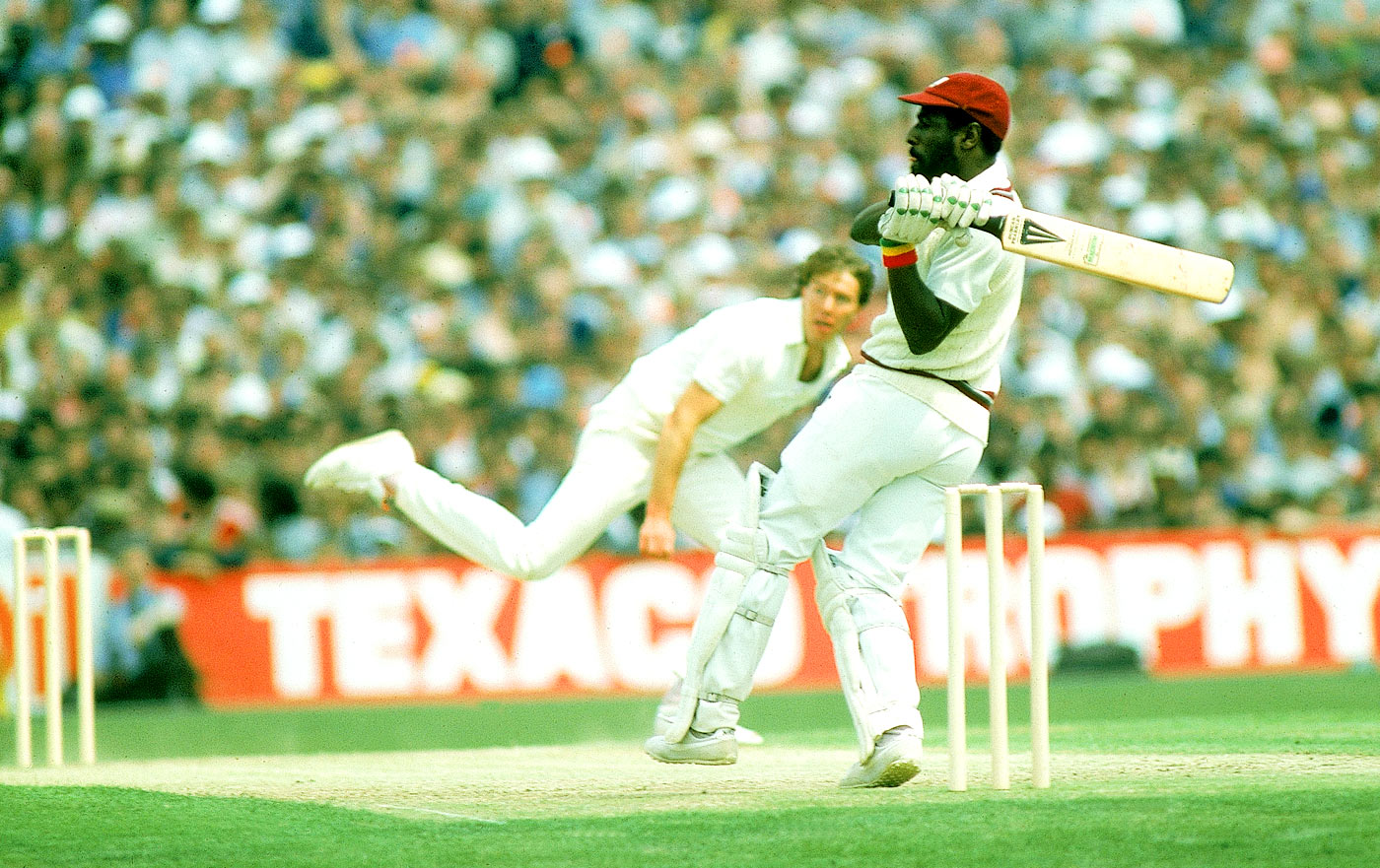 Texaco massacre: Richards on his way to a record 189, against England at Old Trafford, 1984