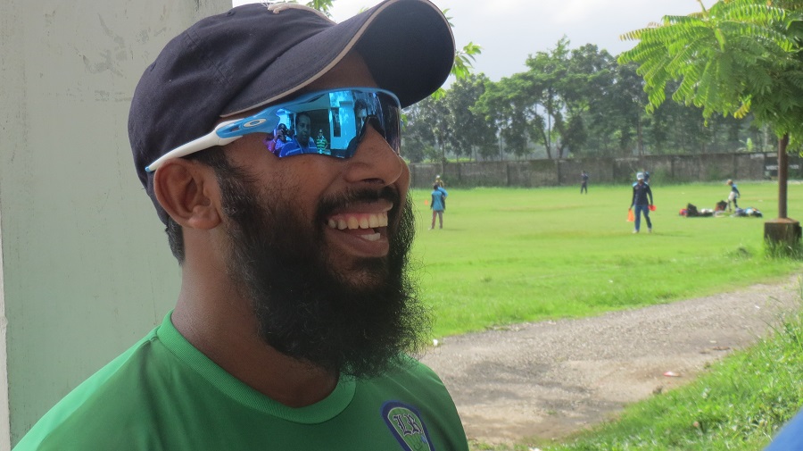 A relaxed-looking Aftab Ahmed at his academy, Chittagong Divisional Sports Association ground, July 23, 2015