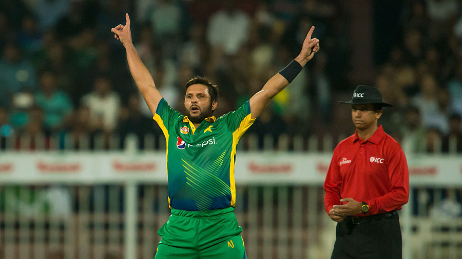 Shahid Afridi brings out the trademark celebration Shahid Afridi brings out the trademark celebration