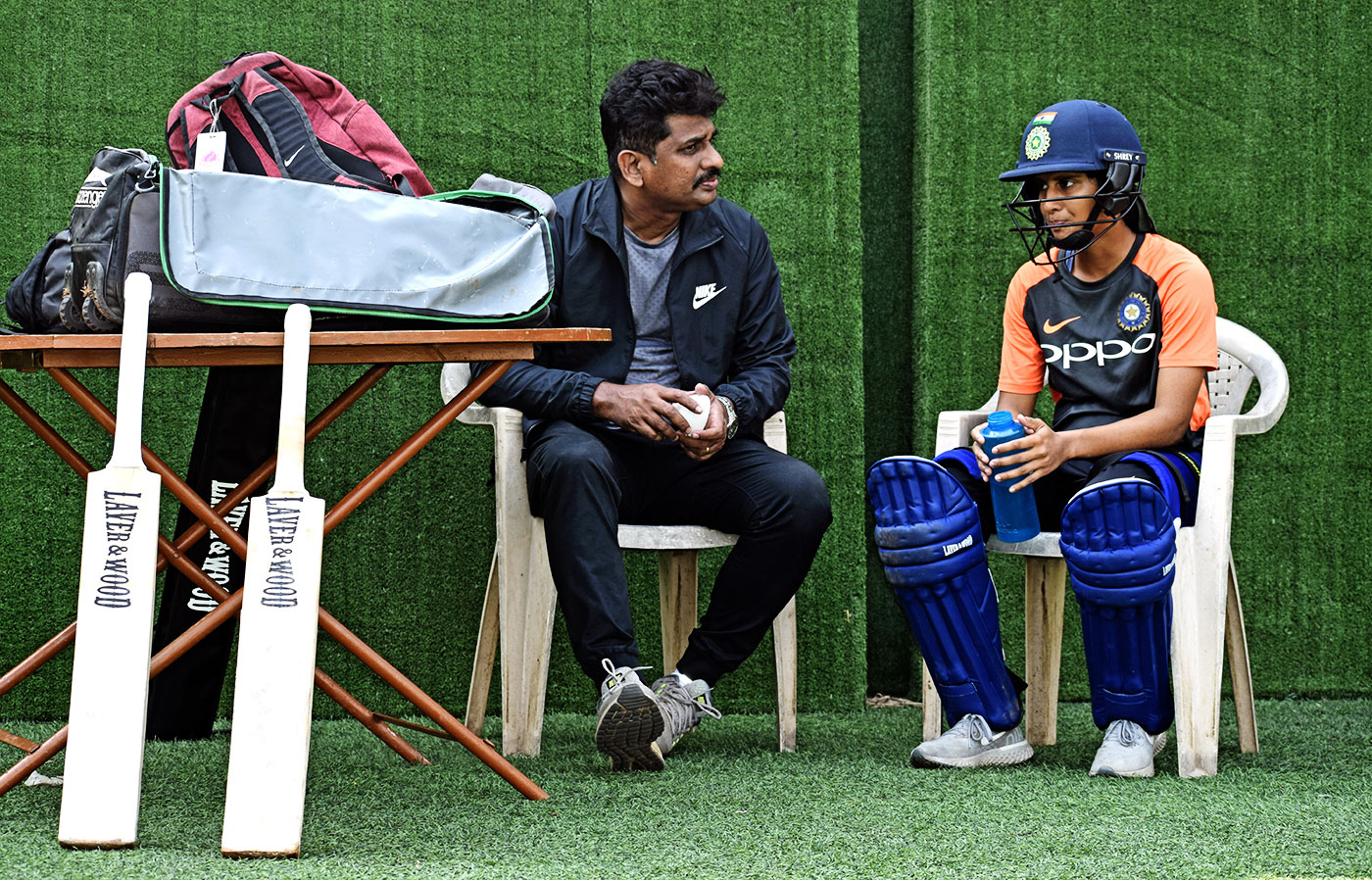 Rodrigues with her father, Ivan, who has also been one of her coaches. She says having him push her to pick one of cricket or hockey at 11 was one of the most challenging decisions of her life