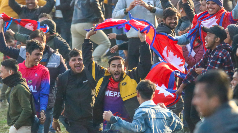 Fans at Tribhuvan University Stadium turn delirious after a Nepal boundary keeps hope alive Fans at Tribhuvan University Stadium turn delirious after a Nepal boundary keeps hope alive