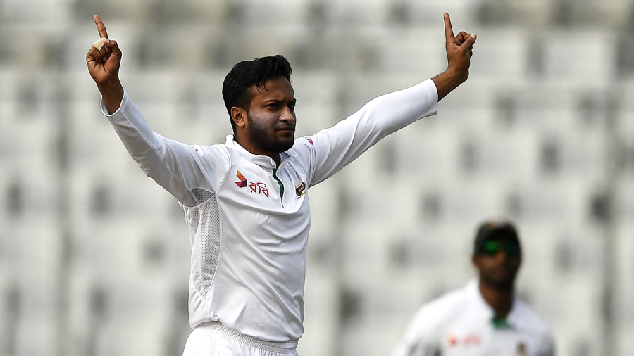 Shakib Al Hasan celebrates a wicket Shakib Al Hasan celebrates a wicket