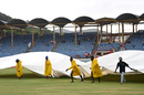 The covers were on and off in St Lucia, West Indies vs England, 3rd T20I, Gros Islet, November 14, 2024