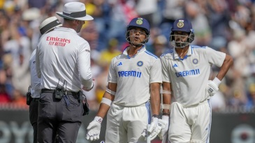 Jaiswal dismissed as third umpire sees ‘conclusive evidence’ to overturn not-out decision