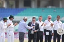 David Boon, in his last Test as a match referee, is felicitated at the toss, Bangladesh vs Zimbabwe, 2nd Test, Chattogram, 1st day, April 28, 2025