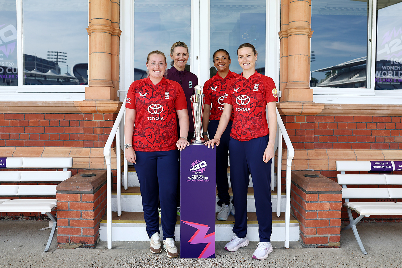 Ladies who launch: from left, Sophie Ecclestone, Edwards, Sophia Dunkley and Lauren Bell at Lord's in May last year at a promo event for this year's T20 World Cup