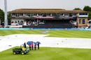 The umpires survey a gloomy scene at Taunton, England vs West Indies, 3rd Women's ODI, Taunton, June 7, 2025